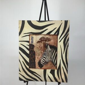 Zebra Art Canvas with Black and Cream Stripes